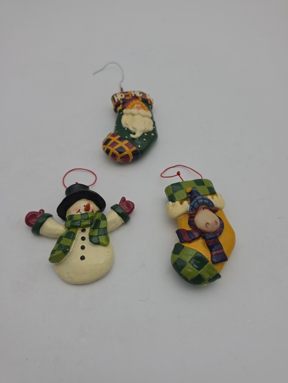 3 Vintage Resin Christmas Ornament Lot